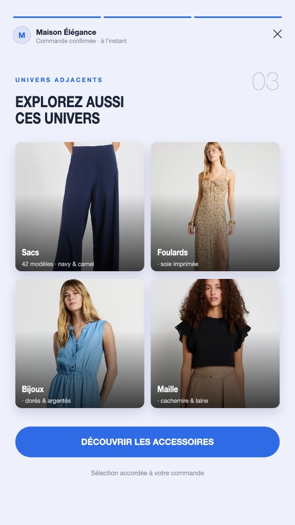 Exploration de catégories, découverte d'accessoires