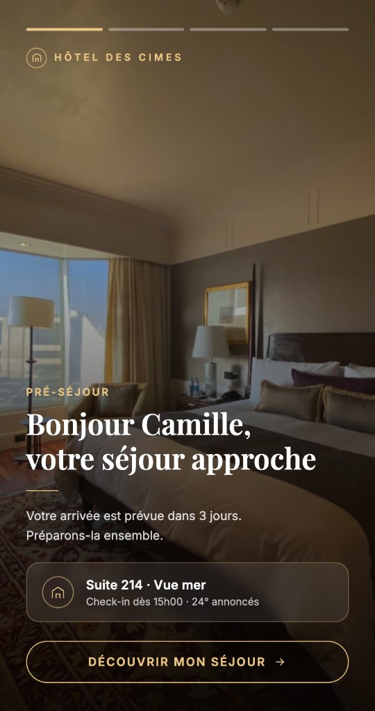 El upsell hotelero en Smart Story, écran 1