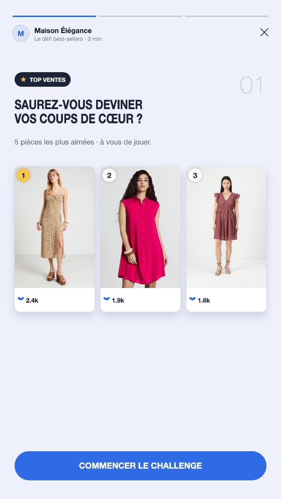 Best Sellers Challenge, écran 1