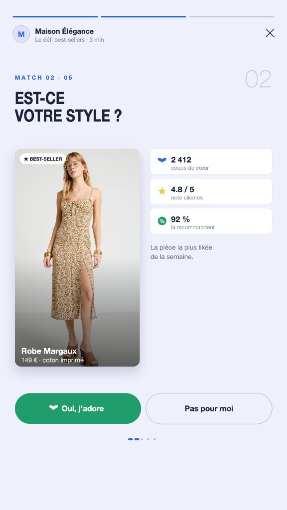 Best Sellers Challenge, écran 2