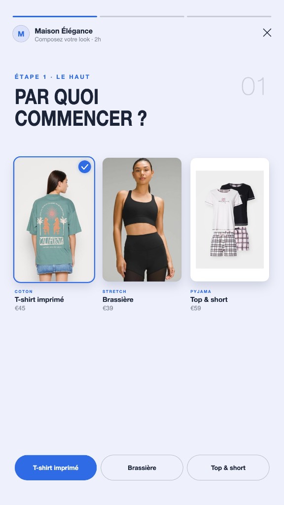 Look Builder, écran 1